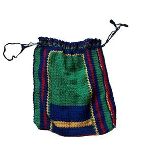 Vintage Crochet drawstring bag